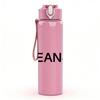 1PC Jeans Letter Minimal Print 750ml Color Plastic Sports Water Bottle Leakproof Flip Straw Lid Suitable for Sports Office Home Use