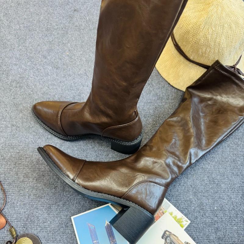 Fashion Fashion Pointed Toe Sleeve Soft Sole Anti-slip Wear-resistant Block Heel Tall Boots