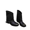 Spot version~ Retro polished Martin boots women's 2025 square head old boots metal warehouse tube small short boots western boots