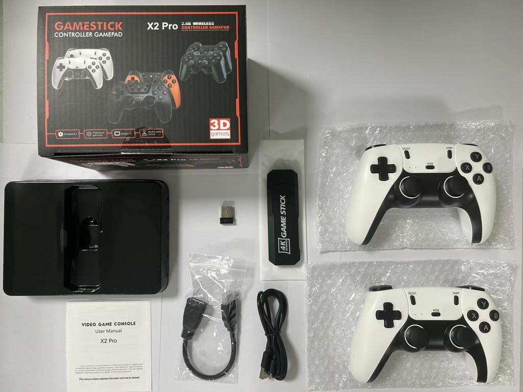 Nouvelle Manette de Jeu X2 Pro 44/45 Émulateurs 50000+ Jeux Rétro Manette Sans Fil Rechargeable TV Domestique 2/4 Joueurs Cadeau pour Enfants