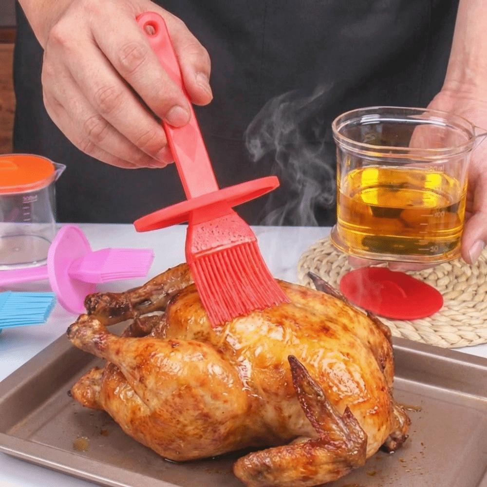 Heat Resistant Silicone Basting Brush Non-Slip Handle Oil Brush Integrated Oil Pot Pancake Making