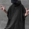Hooded Half Sleeve Pullover Top Soft Large Pockets Loose Men T-shirt Streetwear