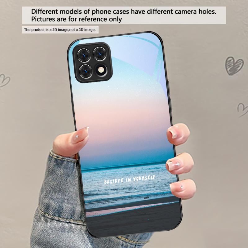 Dark Colored Seawater For Samsung Galaxy A30 A31 A32 A33 A34 A35 A42 A30s A20 A25 A26 A51 A56 A54 A72 A73 A70 Glass Phone Case