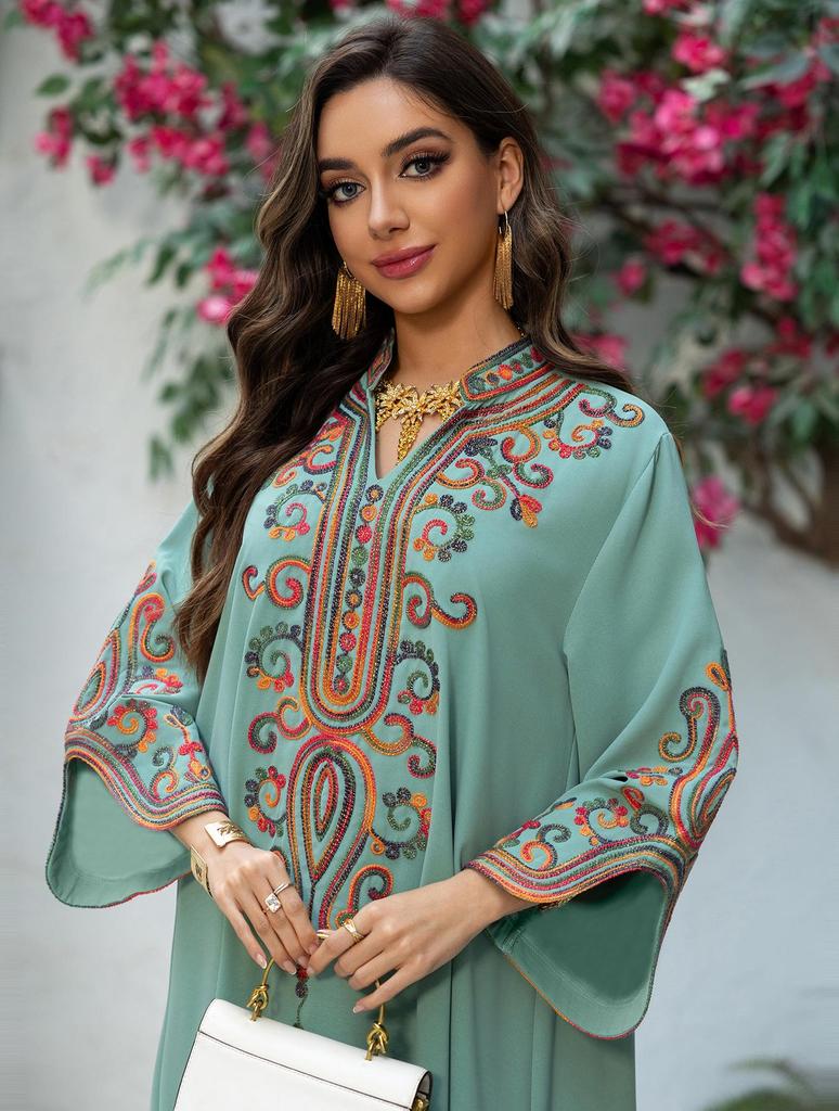 AB417 Autumn/Winter 2024 Women's Embroidered Muslim Robe for Middle East Market
