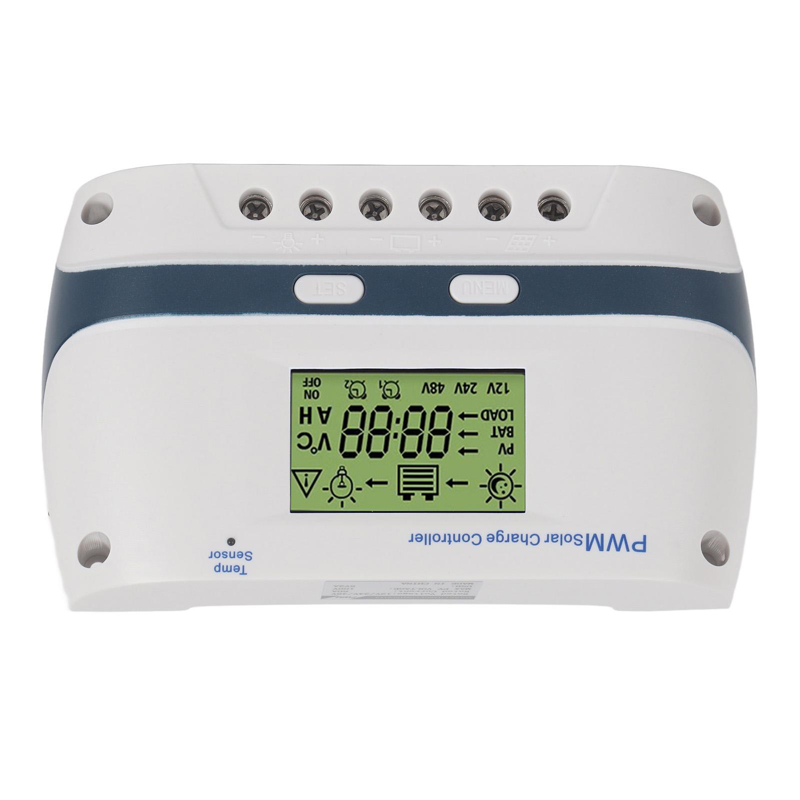 PWM Solar Charge Controller 60A 12V 24V 48V IP32 Waterproof Parameters Adjustable Temperature Compensation LCD Display