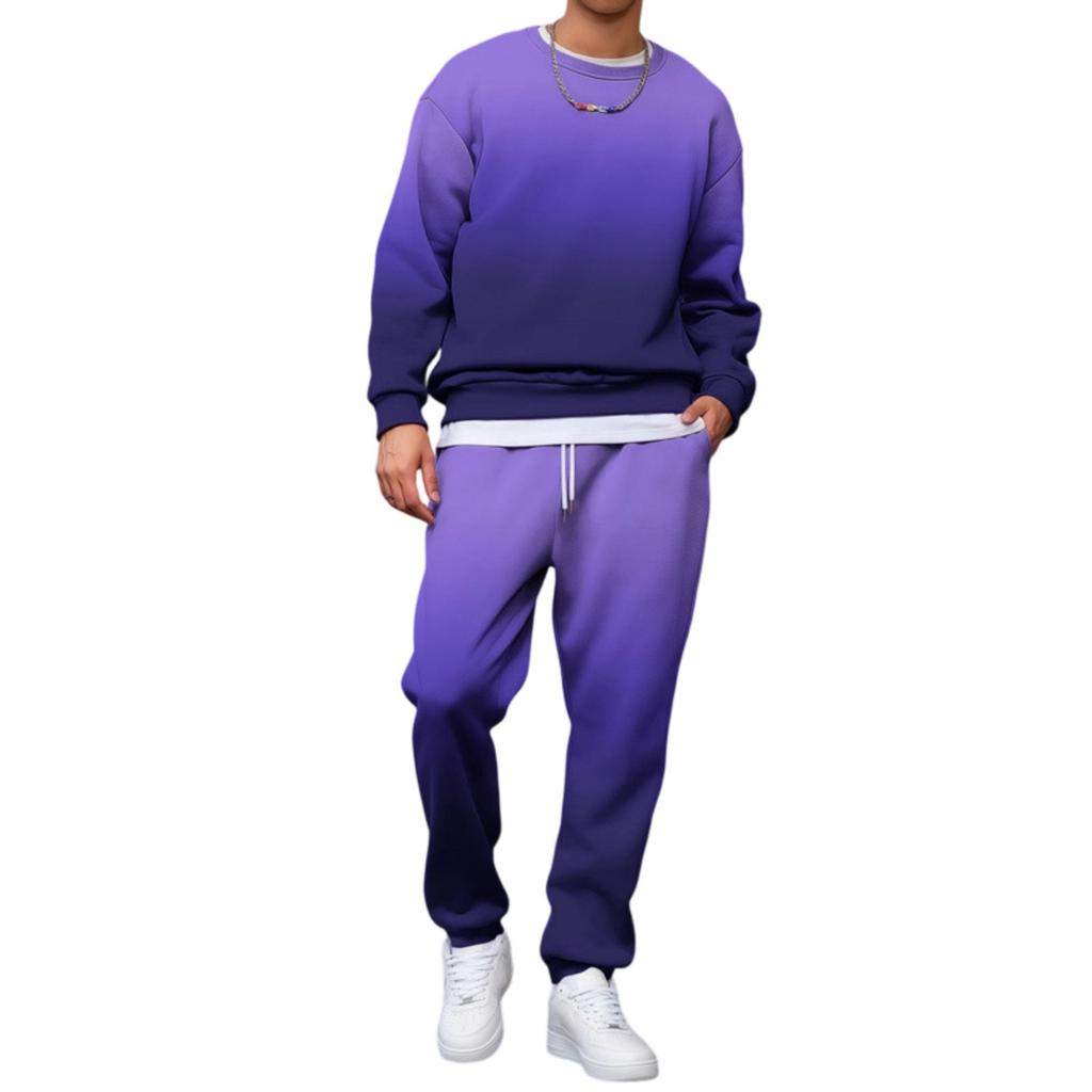 Men's Gradient Print Hoodie and Jogger Pants Set Casual Loose Fit Two Piece Outfit