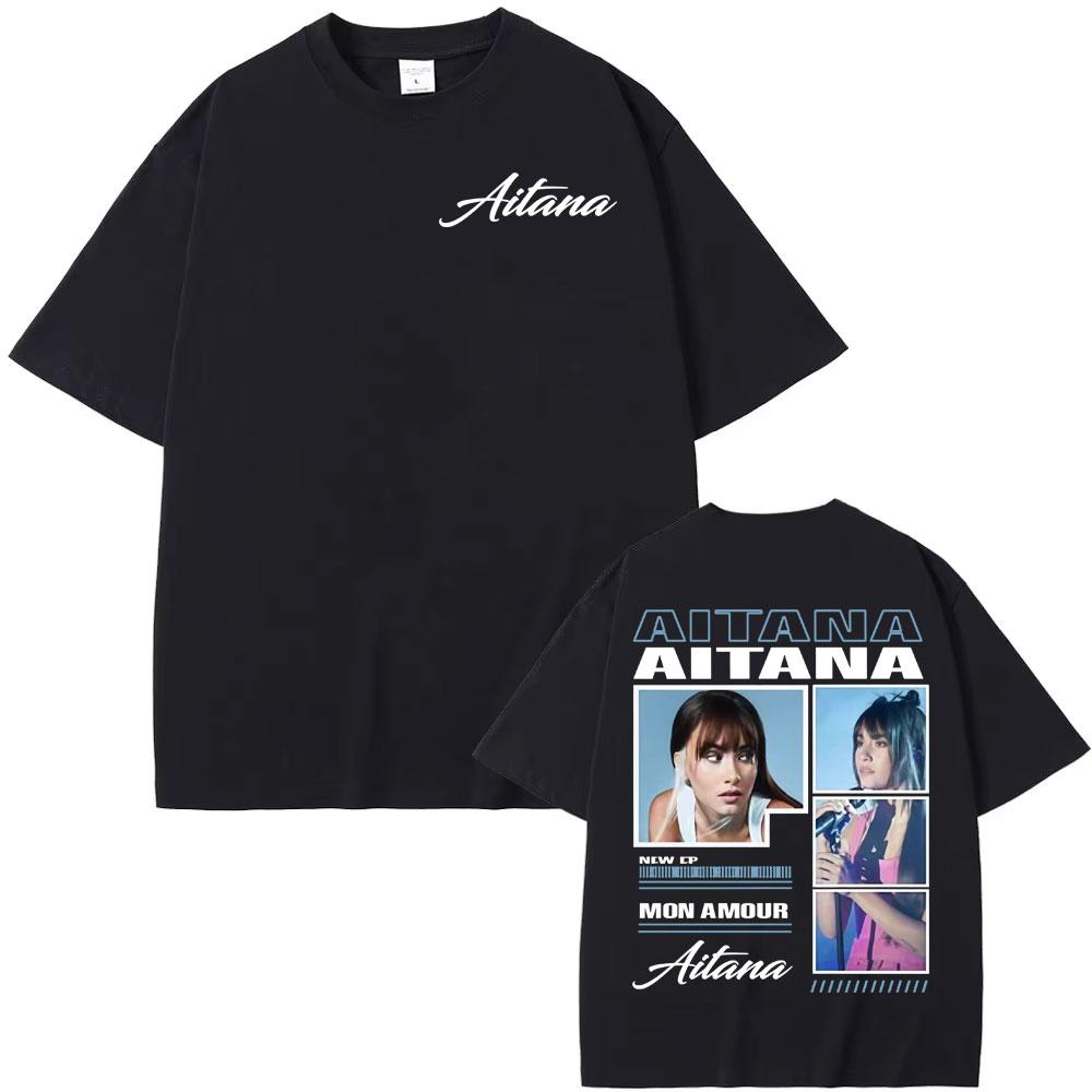 2026 Singer Aitana Cuarto Azul Tour Camisetas Gráficas Unisex Moda Femenina Estética Camiseta de Manga Corta Algodón Camiseta Casual