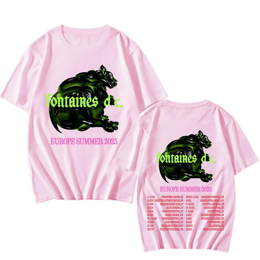 Fontaines DC Europe Summer Tour 2025 T-shirts Pop Short Sleeve Cotton Tshirts Fashion Tops Unisex Oversized Trend Tees