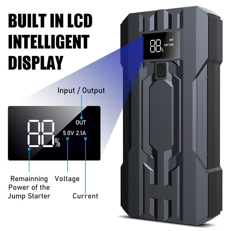 Car Jump Starter 3000A Peak 10000mAh 12V Auto Booster Battery Charger Jumper Box with Display