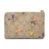 Coach Corner Zip 16 Monogram Fun Print Butterfly Fruit Flower PVC Clutch Small Women Clutch Bright-Khaki Vintage-Yellow C8722-IMTVE