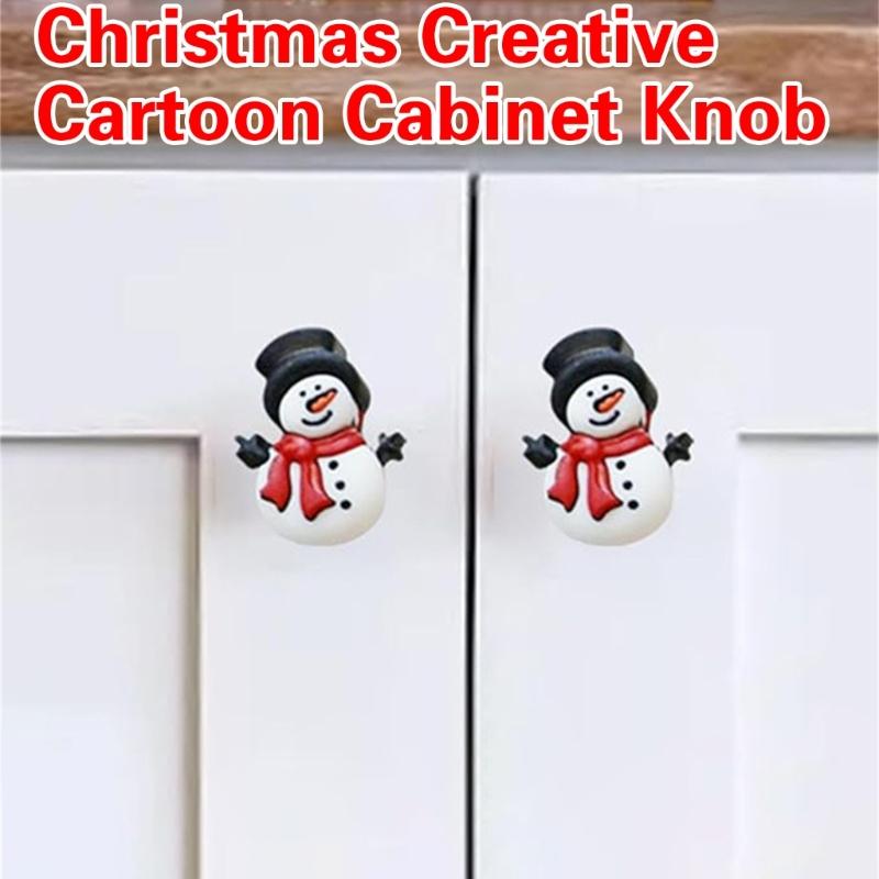 Pack of 4 Christmas Snowman Knob Covers Cabinet Knob Decorations Set for Festival Cabinet Decoration In Kitchen & Bedroom