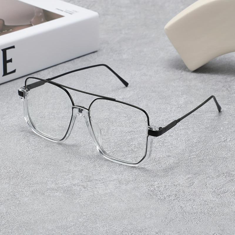 2 Pair of Universal Fashion Glasses Square-framed Glasses Fashionable Campus Style Clear Black Frame