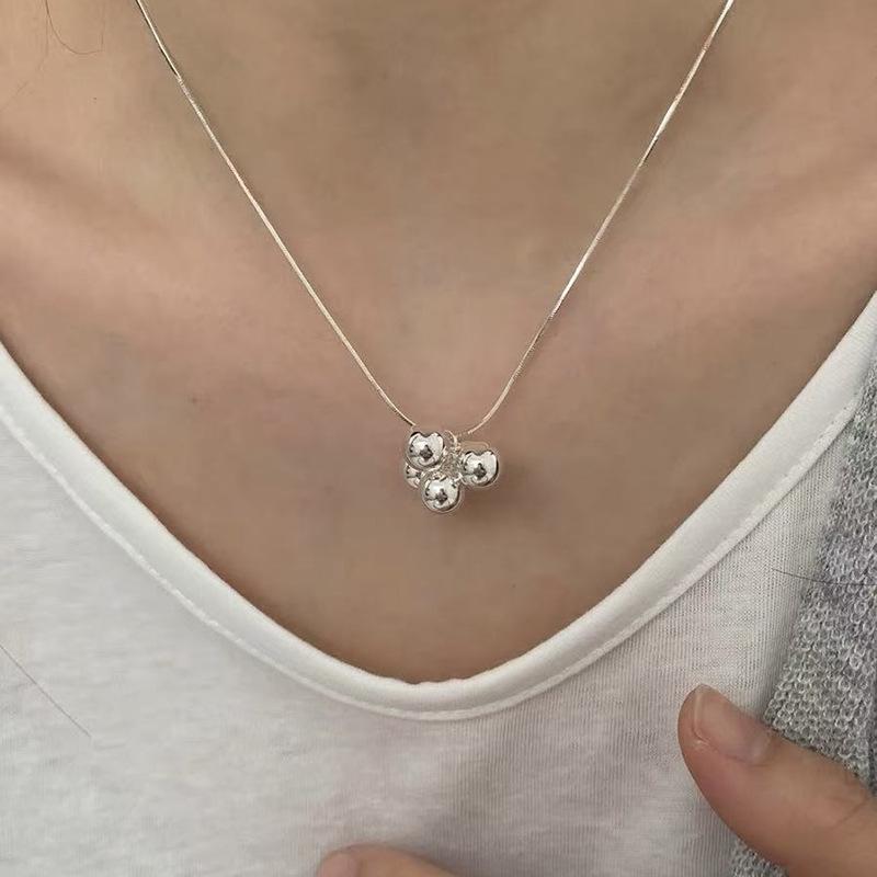 Elegante Damen S925 Sterlingsilber Perlenanhänger Halskette - Leichte Luxus Schlüsselbeinkette