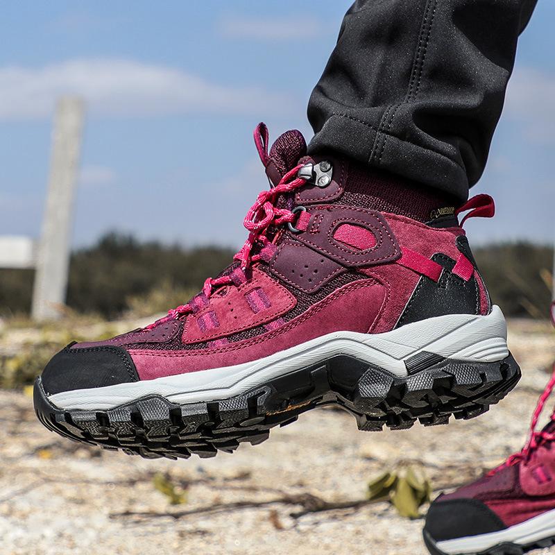 Hantu hiking shoes women's spring and autumn waterproof and non-slip shoes high-top outdoor women's shoes professional climbing shoes tactical hiking