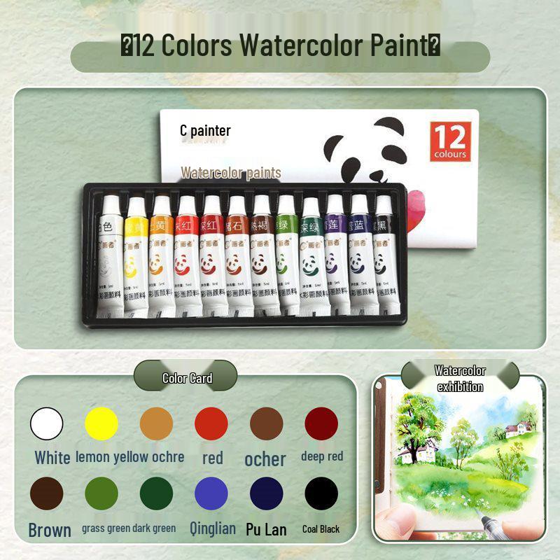 Children's Portable Watercolor Paint Set In Walnut Box