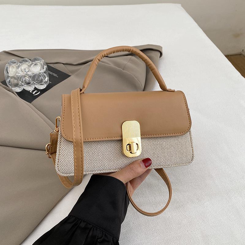 Textured Small Bag, Women's Commuter Bag, Popular Style, Versatile Crossbody Bag, Contrasting Color Single Shoulder Armpit Small Square Bag