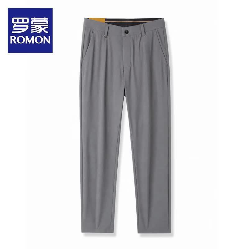 ROMON Men's Summer Business Casual Straight-Leg Trousers