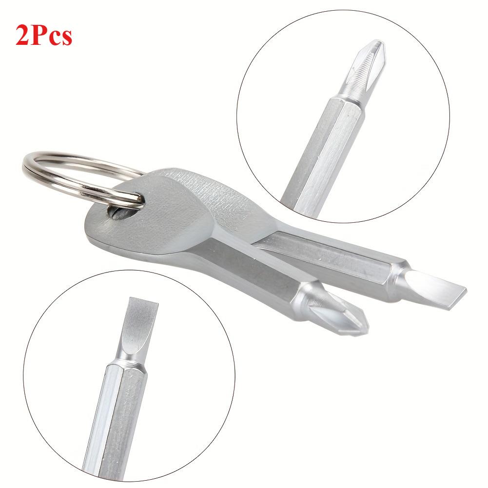 2pcs Portable Phillips Screwdriver Keyring Set - Multifunctional Mini Pocket Repair Tool Gadget for Camping Accessories