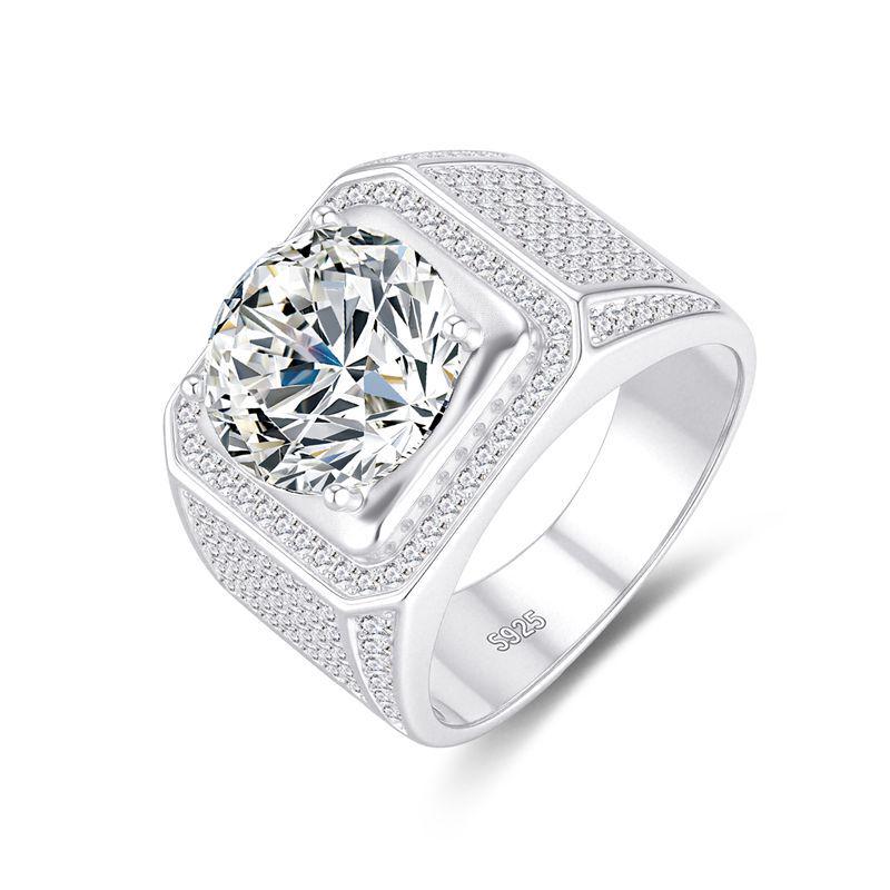 

925 Sterling Silver Men s 5 Carat Moissanite Star Ring - Elegant European & American Style Size 9