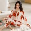 Pajamas Ladies Summer Silk Ice Silk Long Sleeve Homewear Simulation Silk Spring and Autumn Thin Skinny Suit