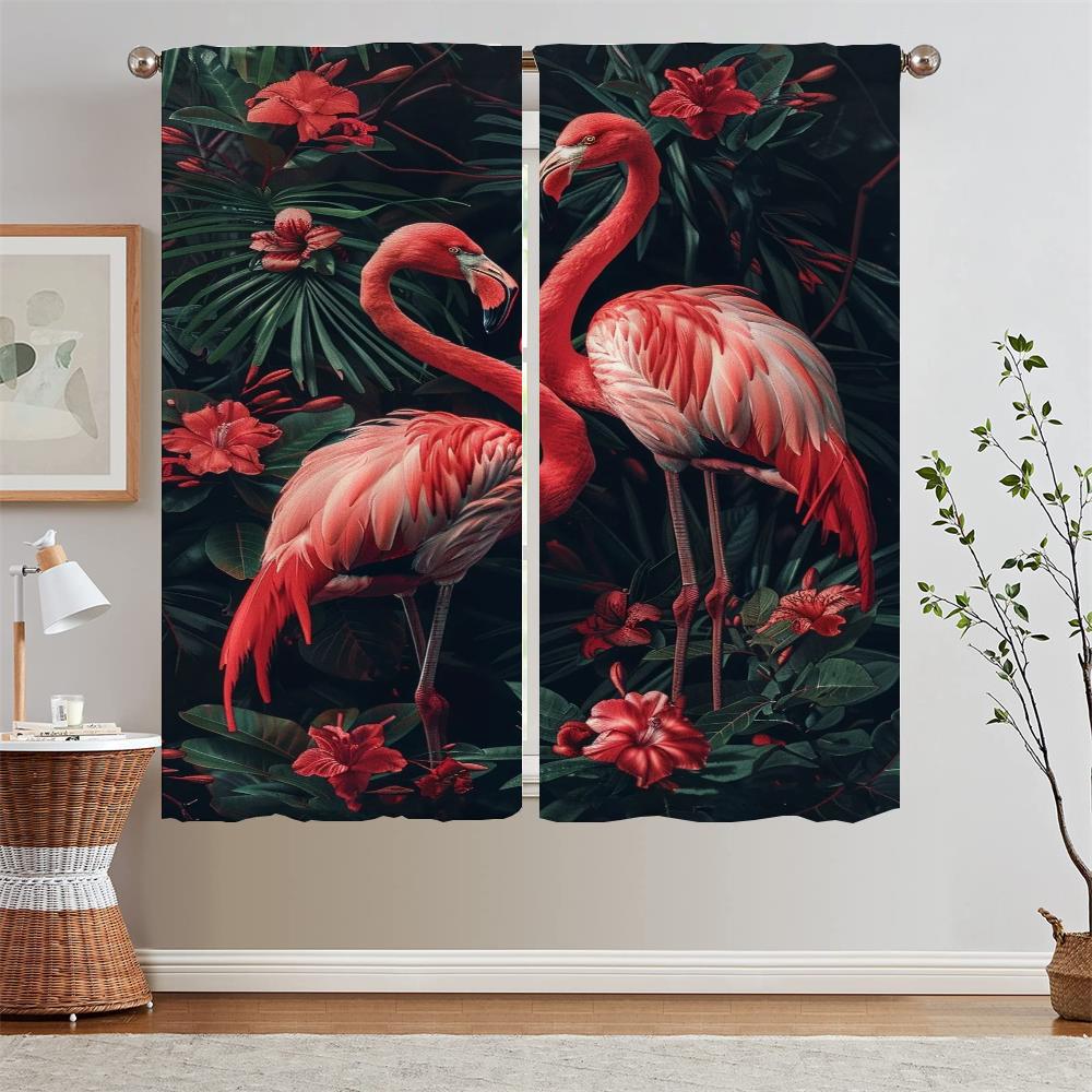 Flamingo Modern Living Room Curtains for Bedroom Kitchen Curtain Tiebacks Blinds Modern Home Decoration Blind Blackout Curls