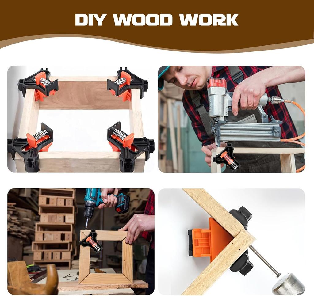 Xiaomi 1pc 4pcs Adjustable Corner Clamp for Woodworking,Reinforced Spring Lock 90-Degree Angle Clamps,For Frames,Cabinets,Furniture,DIY