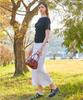 Collet Summer Air Crinkle Slim Fit Flare Long Skirt [White] 606