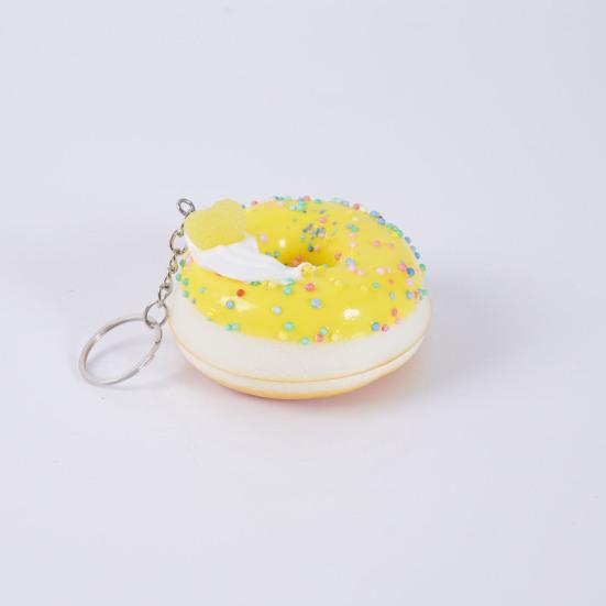 Keychain Pendant Donut Shape Soft Elastic Feel Quick Rebound Squeeze Toy Safe PVC Stress Relief Fidget Toy