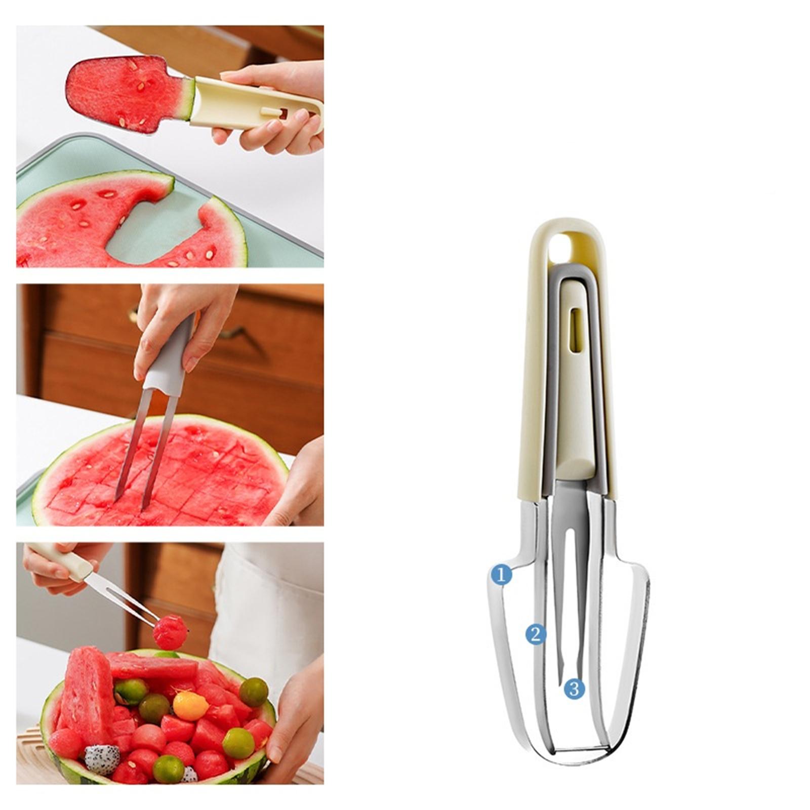 3-in-1 Watermelon Cutter, Fruit Popsicle Cutter Slicer Tool, Quickly Watermelon Fork Fruit Cutting Tool milkyset#0