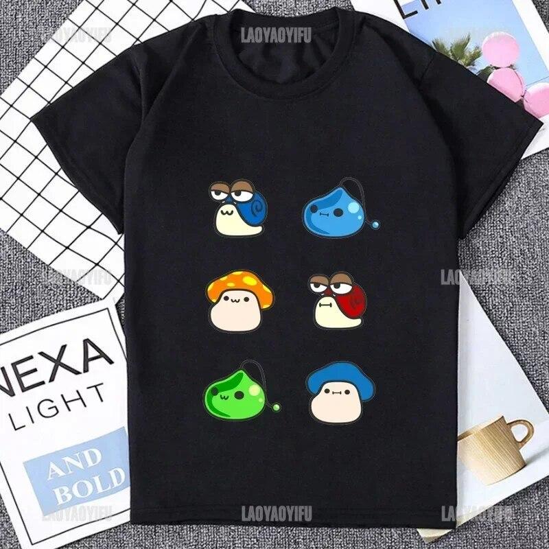 Harajuku MapleStory Kawaii Legrační potištěná trička Buddy Přizpůsobte si unisexové tričko Korejský styl Žhavé fanoušky her Otaku Oblečení Hipster