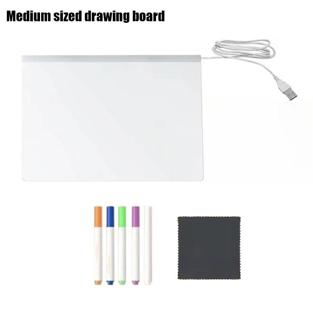 Light Up Acrylic Message Board Rewritable DIY Children's Glowing Drawing Board Message Lamp With 7 Colorful Pens