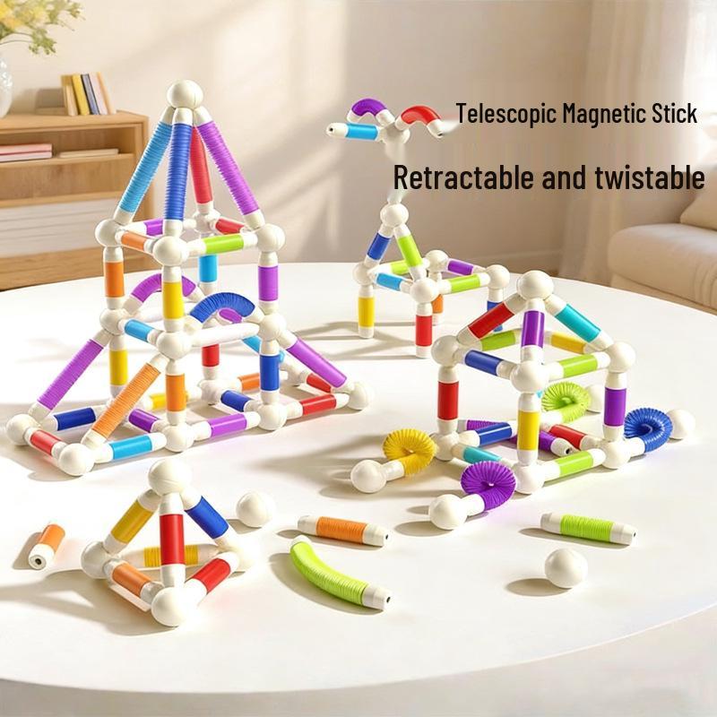Cross-border Telescopic Twist Magnetic Building Blocks for Kids - Educational, Large Particle Assembly