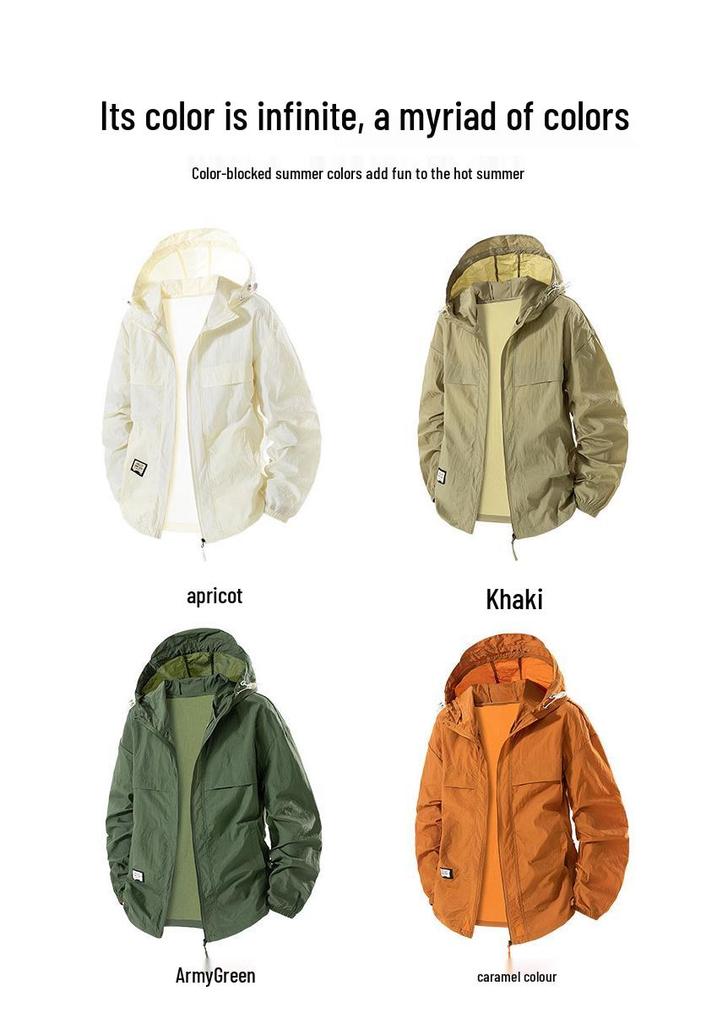 Men's Plus Size UPF50+ Ultra-Thin Ice Silk Sun Protection Fishing Jacket