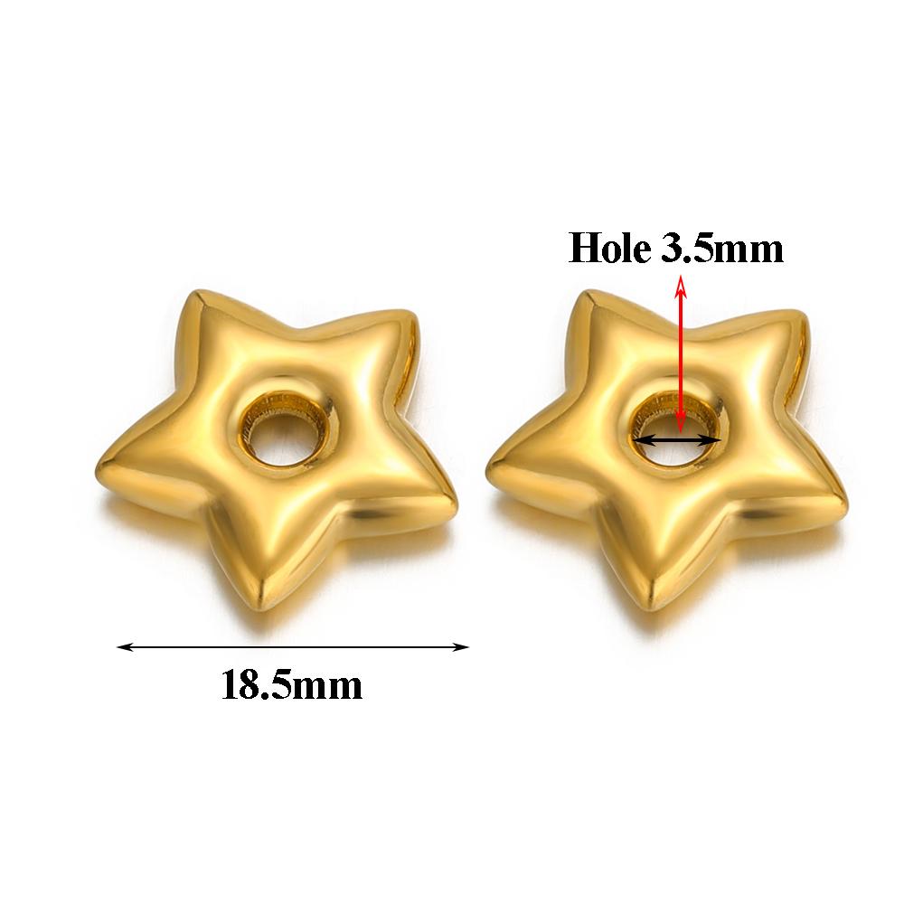 5pcs Gold Color Stainless Steel Big Hole Star Charms for DIY Jewelry Findings Necklace Bracelets Supplies Hoop Earrings Making