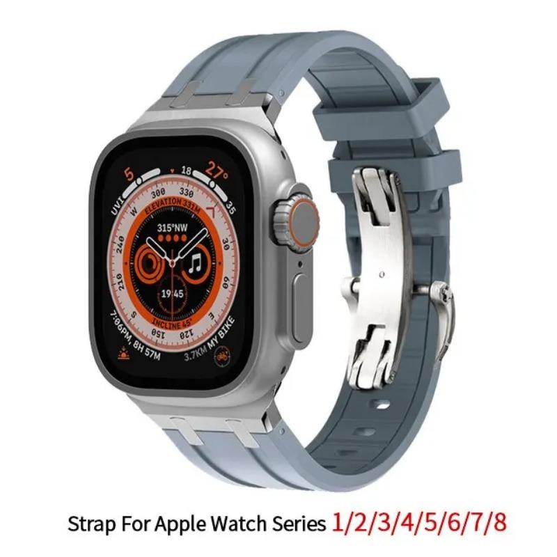 Luxury Rubber Strap For Apple Watch Band Series 9 8 7 45mm 41mm Ultra 49mm Silicone Sport Bracelet For IWatch 6 5 44mm 40mm 42mm