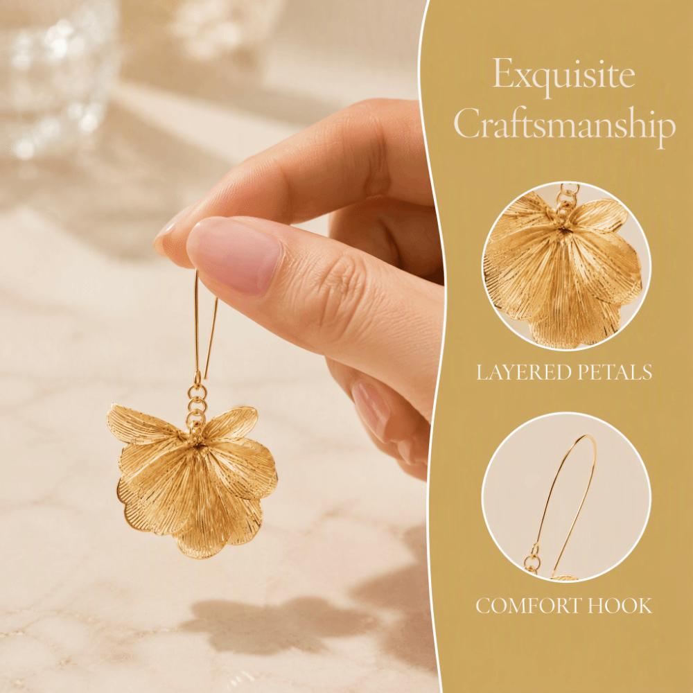 Vintage Chic Long Design Earrings Layered Petal Design Flower Pendant Earrings Jewelry Accessories