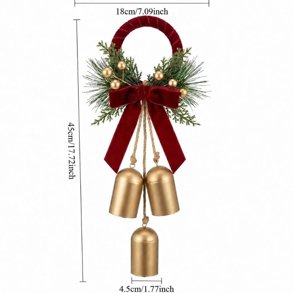 with 3 Bells Xmas Doorknob Hanging Bell Vintage Xmas Metal Bell Pendant Entryway Decoration