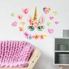 Cartoon Unicorn with Heart Wall Sticker Magical Sweet Self-Adhesive Decor for Children's Bedroom Living Room Kids Room