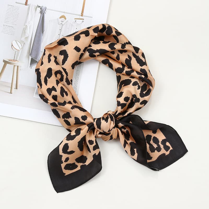 68Cm Polka Dot Leopard Print Scarf For Women Spring And Summer Thin Imitation Silk Scarf Trendy Versatile Headscarf Shawl