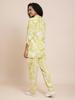 Floral Printed Shirt With Trousers Co-Ords In Lime Green Color