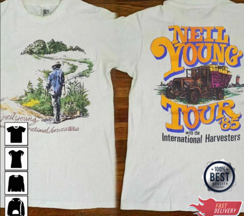 Neil Young Tour 1985 Rock Music Concert Vintage Neil TShirt Unisex T-Shirt L