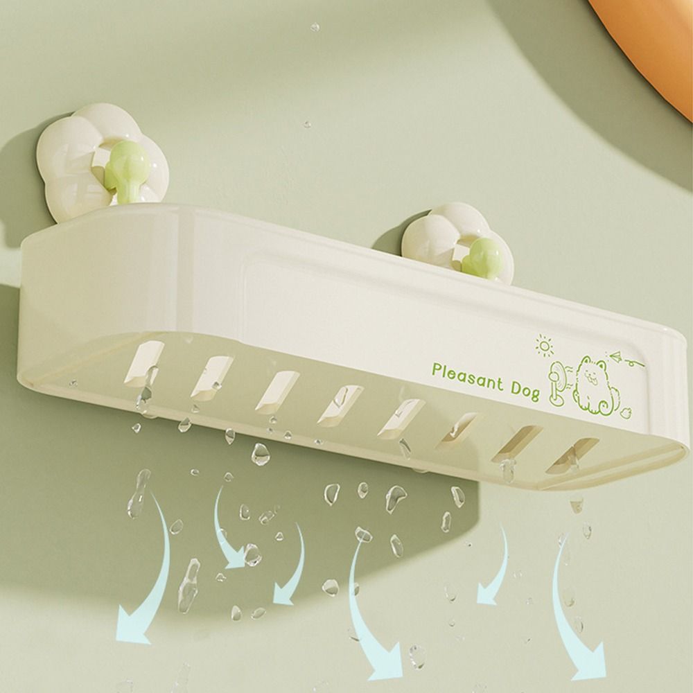 Cute Flower Suction Cup Shelf Drain Hole Soap Dish Holder Storage Organizer Rack  Shower