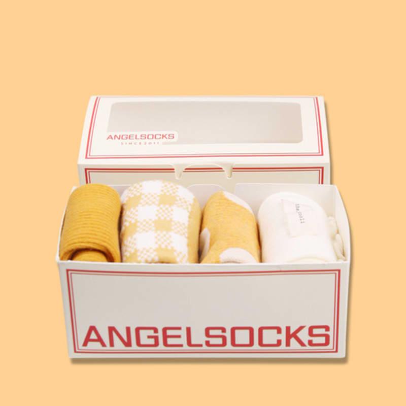 ANGEL SOCKS SET003_Banana Milk Yellow Yellow Spring Student Uniform Girls Fashion Polka Dot Gift Set Socks Gift Small Gift Birthday Gift