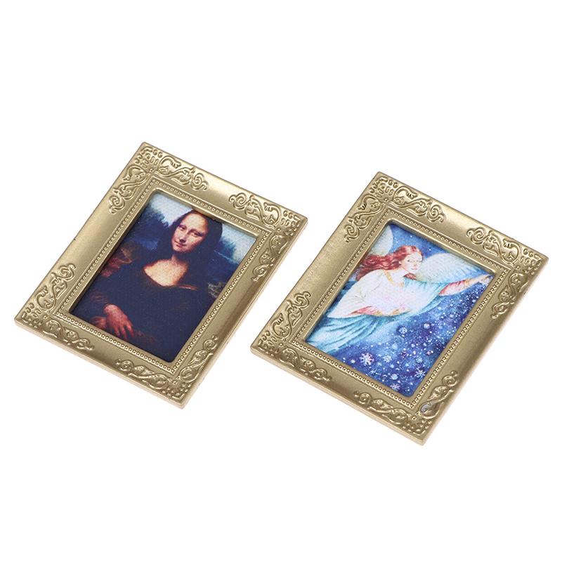 1:12 Dollhouse Miniature Frame Oil Painting Diy Doll House Accessories Decor