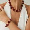 Design Sense Irregular Imitation Crystal Resin Necklace, Personalized Special-Shaped Beaded Collarbone Chain Choker