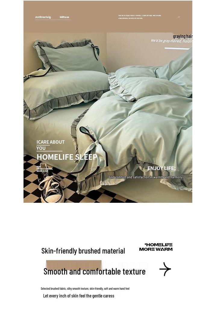 Cross-border E-commerce Exclusive Embroidered Patchwork Bed Set - Bowknot Lace Series
