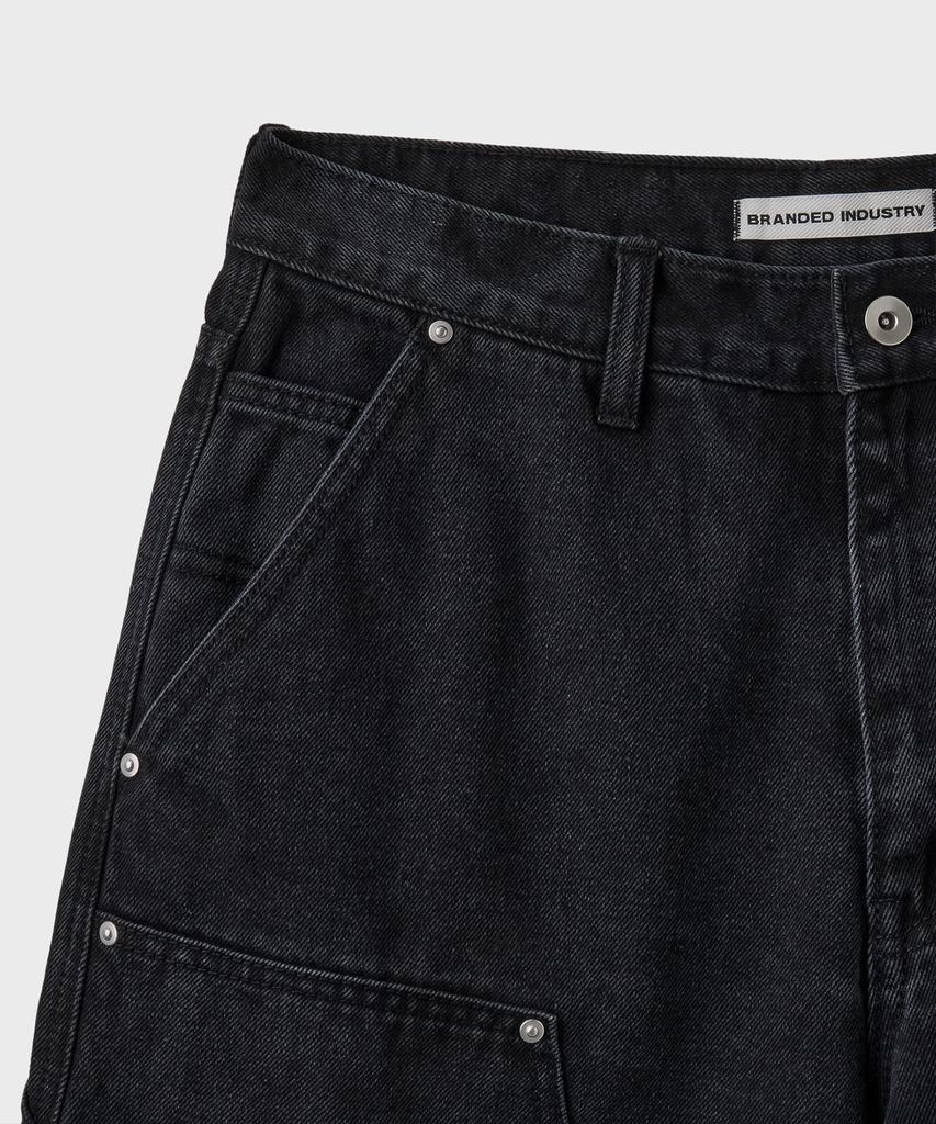 Beulaendideu Double Knee Carpenter Denim Shorts [Washed Black]