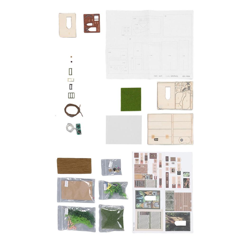 DIY House Kit with Light Strip Opened Closed Miniature Wooden House Assembly Kit Tabletop Decoration