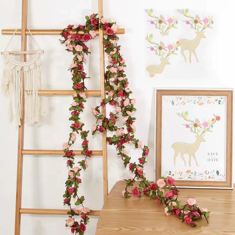 

Искусственная шелковая роза для свадебной гирлянды, искусственное растение, цветочная лоза, для дома, комнаты, настенное украшение, арка для сада, DIY-декор, 2,4 м