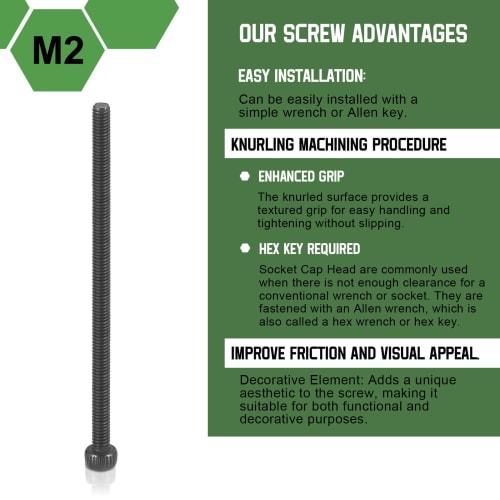 uxcell M2-0.4x45 Hex Socket Head Cap Screws, Grade 12.9 Carbon Steel Allen Socket Drive Bolts, Fully Threaded, Black, Oxide Fasteners, for Machine Use